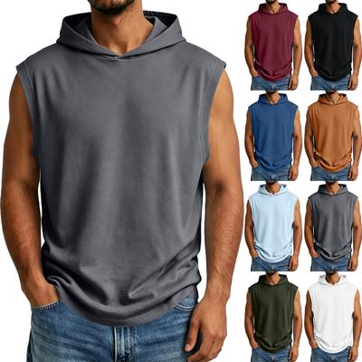 Herren Sommer Ärmelloser Hoodie Lässiges Kapuzen-Tanktop Für Fitnessstudio Workout