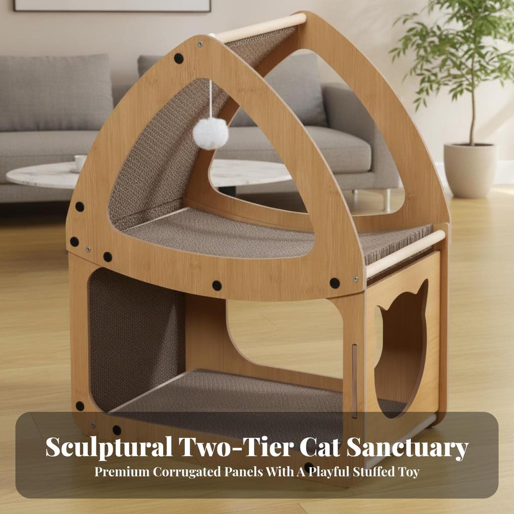 Cat Scratcher House Snug Pet Furniture Comfortable for Living Room, Indoor Cats