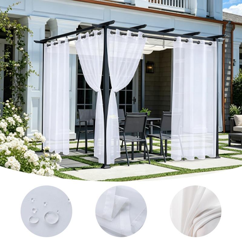 1PC Outdoor Waterproof Sheer Curtain Romantic White Semi-Transparent Privacy Gauze for Home Balconies Party Decorations