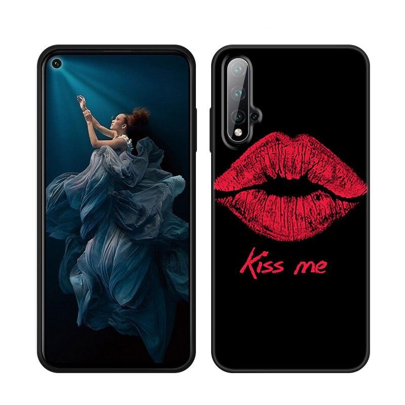 Husă pentru telefon Beauty Red Lips pentru Huawei Honor 60 50 Mate 40 30 20 10 Lite Nova 9 8 Pro 7 SE Y60 30S 8i 7i 5T Premium Black Cover