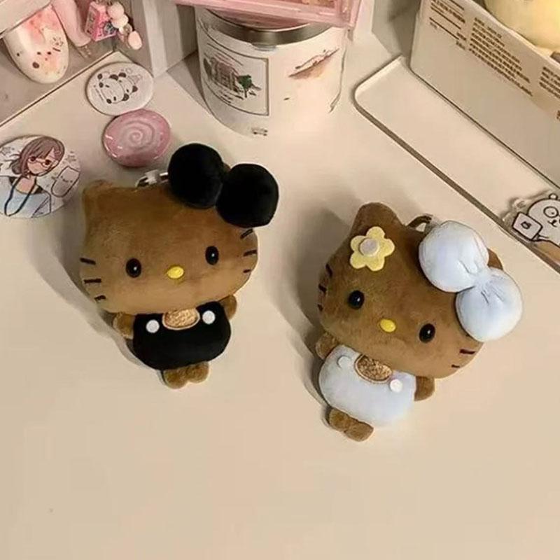 New Hello Kitty Keychain Cartoon Plush Bag Pendant Bow Soft Cute Girl Series Pendant Versatile Gift
