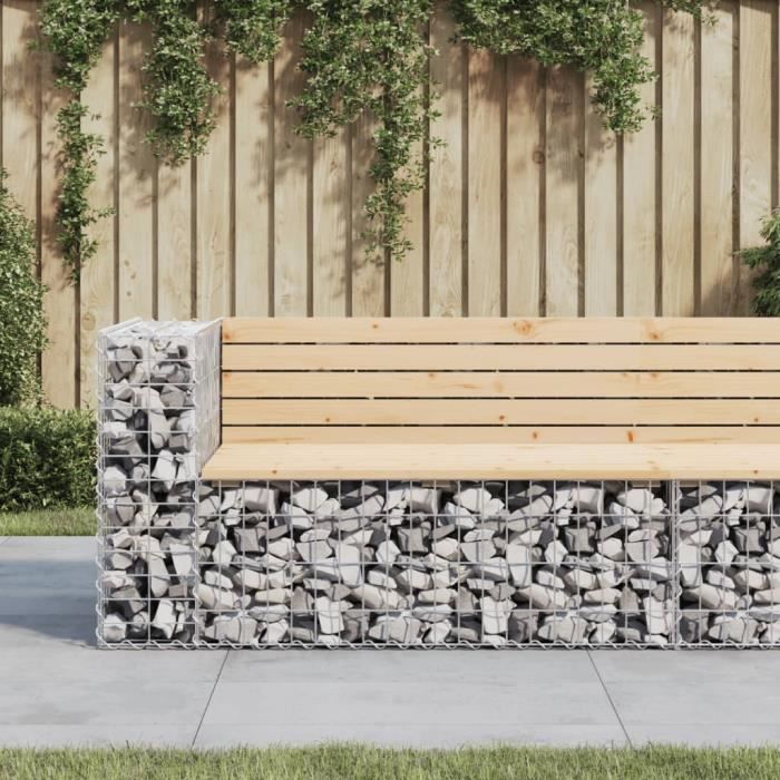 VidaXL Design Gabion Garden Bench 122x71x65.5 Cm Solid Pine Wood 834383