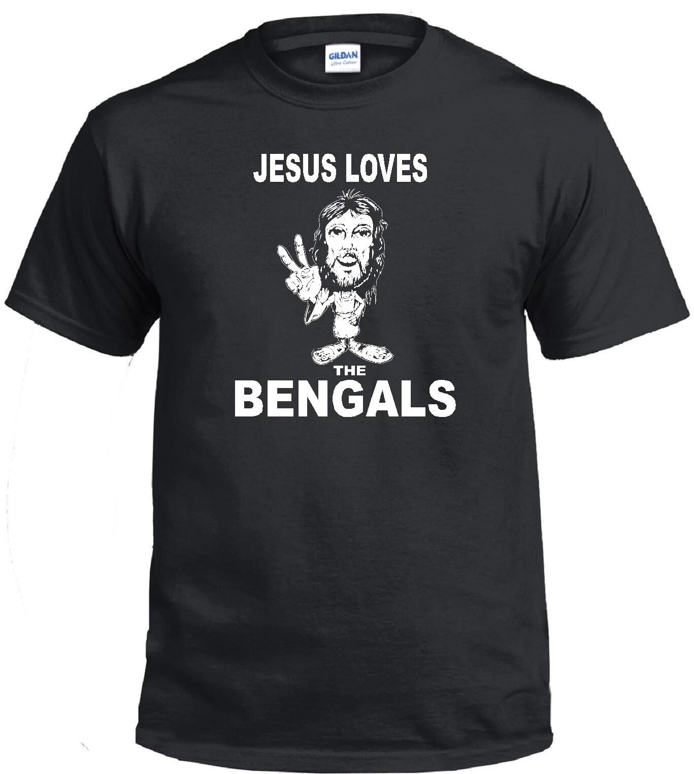 JESUS LOVES THE BENGALS CHRISTIAN FOOTBALL FAN CINCINNATI JERSEY T-shirt M