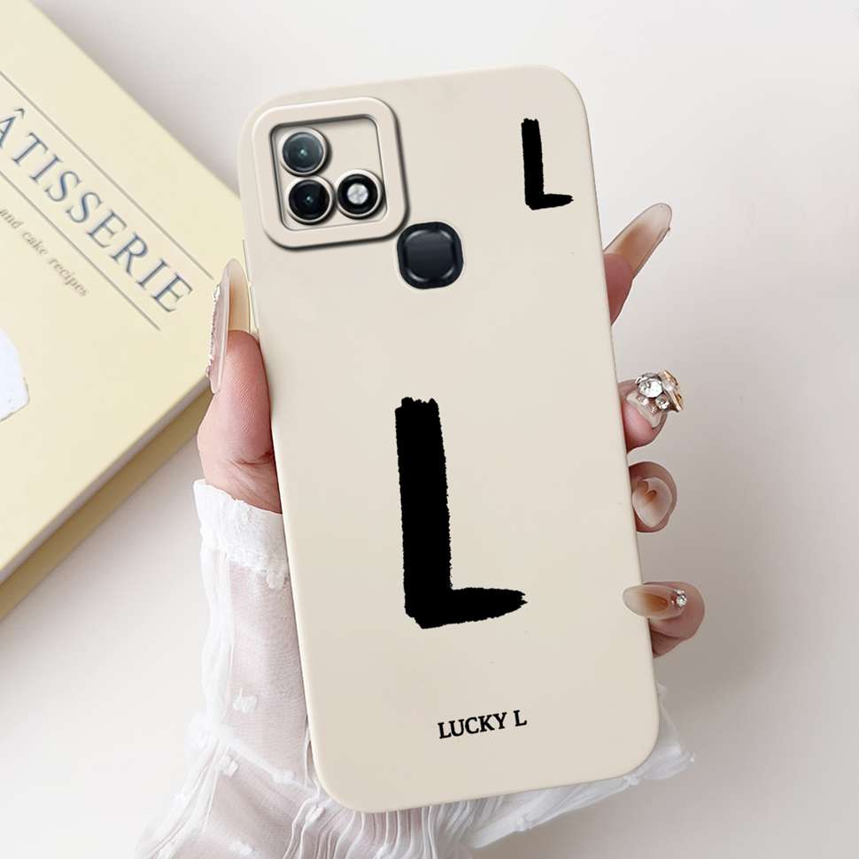 For Infinix Hot 10i X659B Case White Lucky Letters A-Z Soft Silicone Cover For Infinix Hot10I Smart 5 Pro 6.52 " Phone Cases