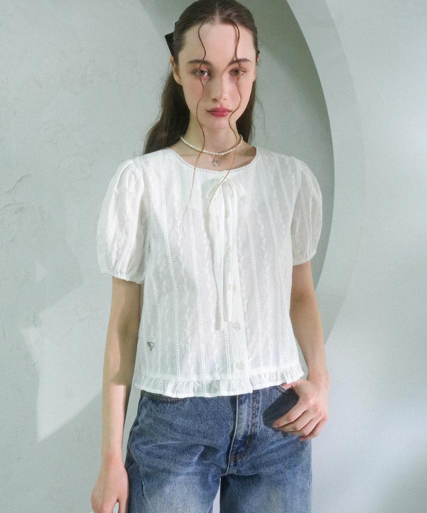 VIVACIOUS Melissa Punching Ribbon Blouse - 2Col