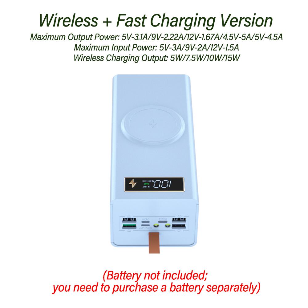 Detachable No Welding 24 Cells 18650 Power Bank Kit DIY Mobile Power Supply Shell Wireless Charging Module 18650 Lithium Battery