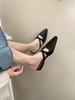 Summer Outside Slides Mules Pointed Toe Woman Slippers Leather Shoes for Women 2025 Black Sandals Flat Heel Korea Style Mujer