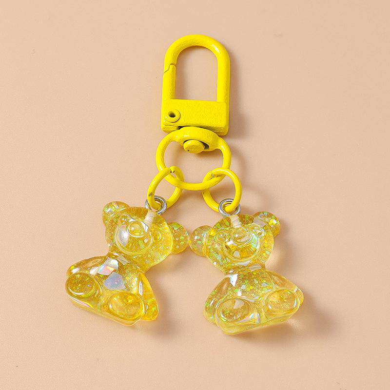 Cute Resin Candy Bear Keychain 3D Simulation Animal Key Rings for Women Girls Handbag Pendants DIY Kid's Jewelry Gifts