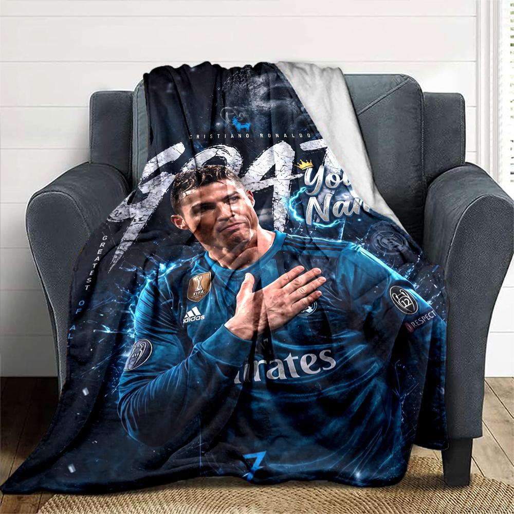 Cristiano Ronaldo (32) Personalized Text Blanket Cozy Personalized Blanket Ultra-Soft Throw For Bedding Home Decor Living Room Picnics All-Season Use