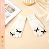 Warm Winter Velvet Gloves Plush Women Cycling Mittens Kawaii Bowknot Knitted Gloves  Ladies