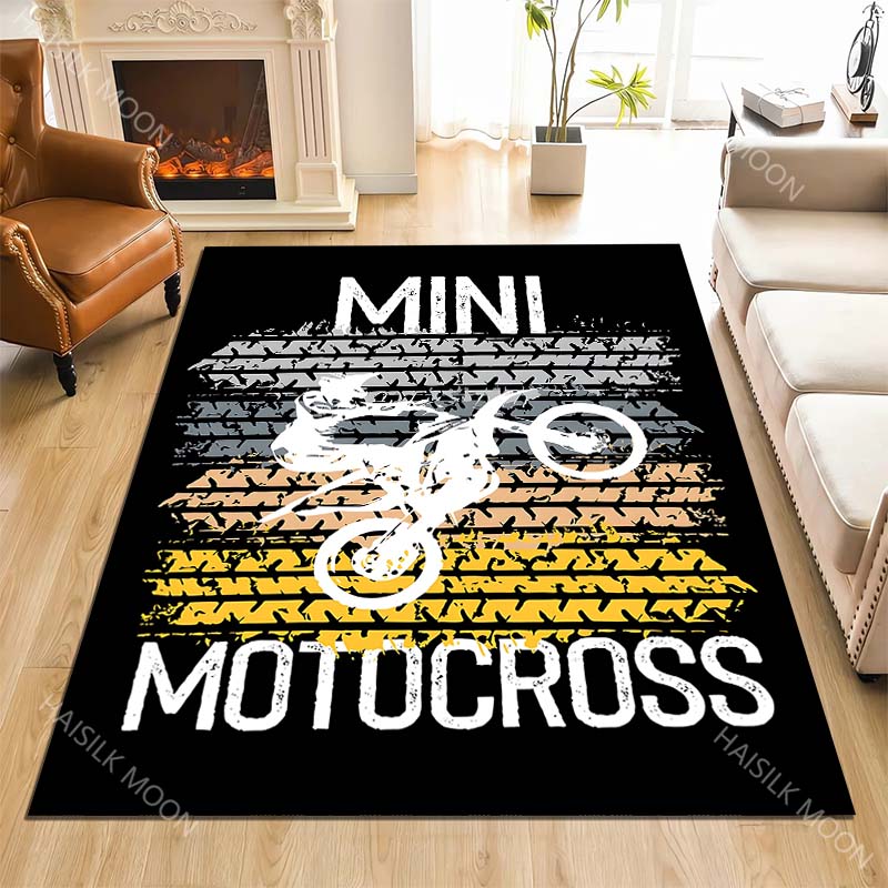 1PC Mini motocross rider jumping tire tracks Carpet for Living Room Bedroom Sofa Home Decor Rus Non-slip Floor Mat Luxury Gift