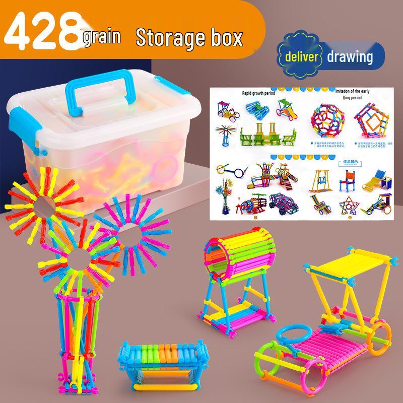 138-Piece Smart Stick Building Blocks for Children's Educational Desktop Insertion – Plastic Handmade Toys