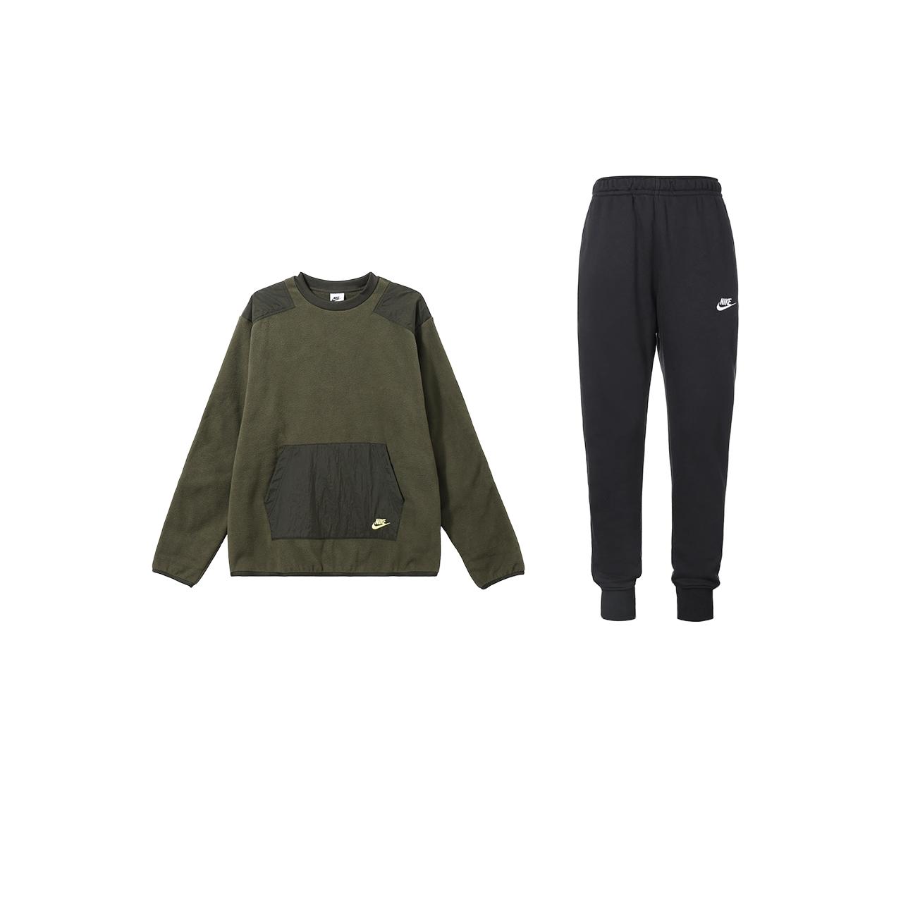 

Nike Однотонный флисовый свитшот с круглым вырезом и джоггеры, комплект для мужчин, топы DD4855-355+BV2672-010 XL