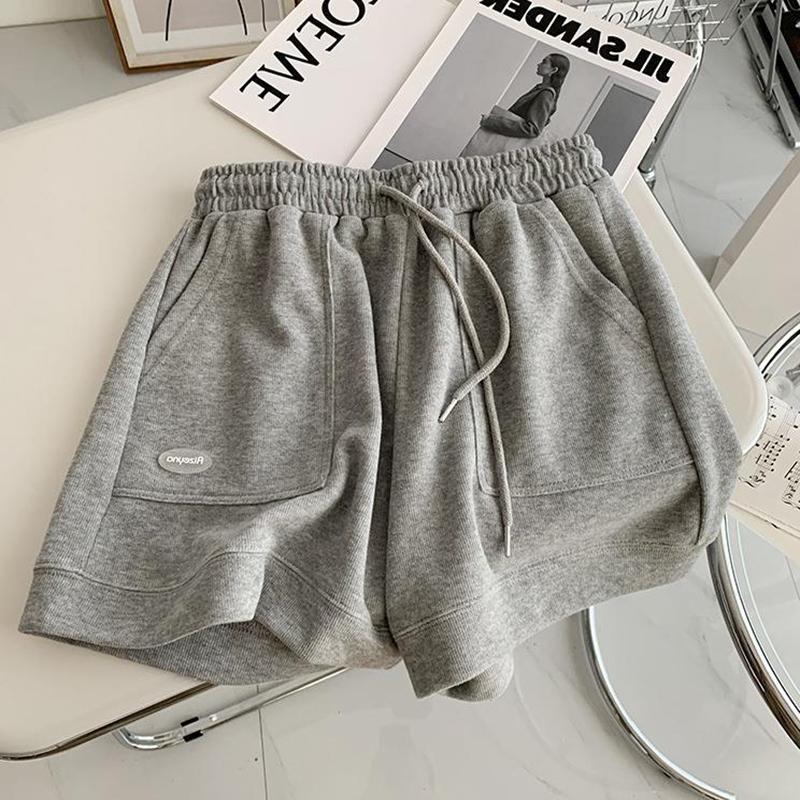 Women Comfortable Loose Wide-Legged Drawstring A-word Pants High Waist Casual Fashion Versatile Sports Shorts
