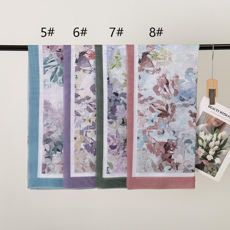 Malaysia Printed Cotton Voile Square Scarf Hijab Tudung Bawal Muslim Women Hijabs 110*110cm