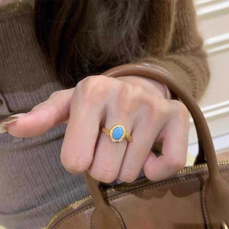 PANJBJ 925 Sterling Silver Blue Stone Ring For Women Texture Frosting Zircon Vintage Design Jewelry Birthday Gift Dropshipping