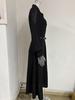 French Elegant Black Mesh Long Sleeve Waist-Cinching Slim Dress for Women