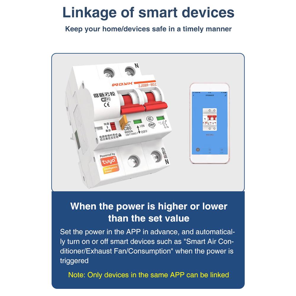 Smart Energy Meter TY Power Consumption Monitor with 2 80A CT Clamp Electricity Statistics Current