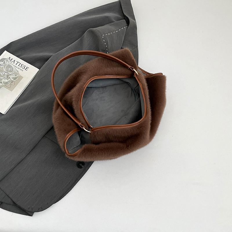 Leopard Print Tote Bag for Women, Soft Handheld Plush Shoulder Bag, Stylish Fall Winter Crossbody Purse & Shopper Bag