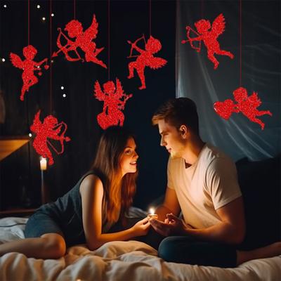 Valentine's Day Cupid Hanging Decoration Romantic Cupid Shaped Paper Cutouts Pendant for Wedding Anniversary Holiday Party Decoration