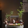 Eco Tank Pottery Jar: Ancient Flow Filtration Ornament for Oxygenating Fish, Courtyard Landscaping, and Fountain Decoration.