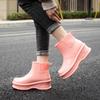 New Women's Plus Velvet Warm Mid-Calf Waterproof Rain Boots - Fashionable Outdoor Rubber Work Shoes