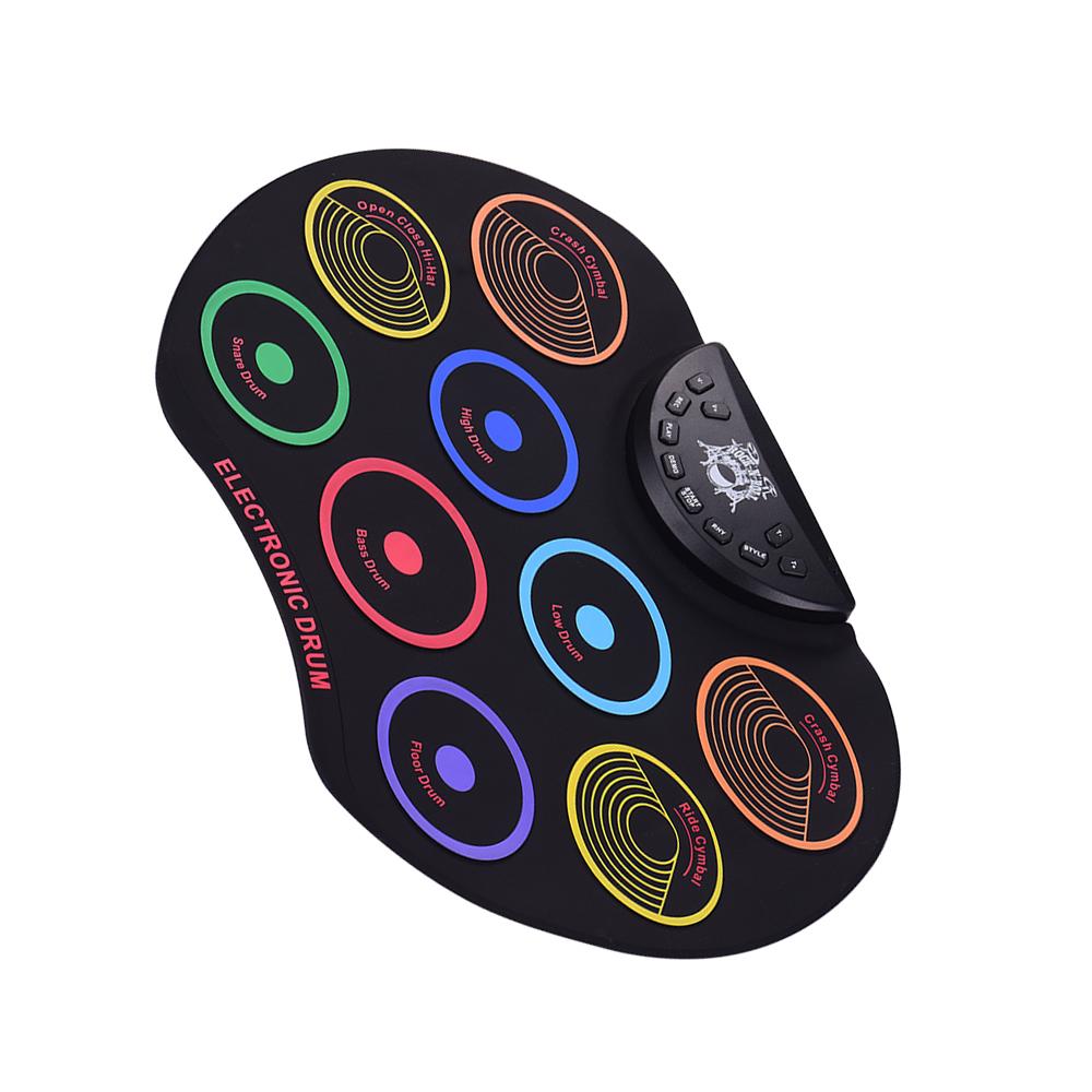 Roll-Up Drum Set Electronic Drum Kit 9 Silicon Drum Pads USB/Battery Powered with Drumsticks Foot Pedals for Children Kids