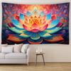 Lotus Tapestry with Glowing Flowers for Meditation Space Dreamy Modern Wall Hanging Home Decor Glowing Lotus Wall Art
