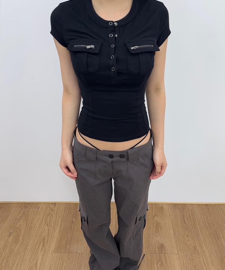 Peullijeunopallou Ethan Pocket Cargo Pants (Charcoal)