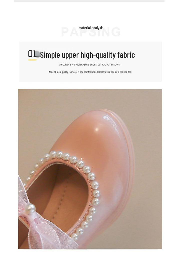 2026 Korean Style Girls' Bow Princess High Heels - Dance Performance Leather Shoes for Kids
