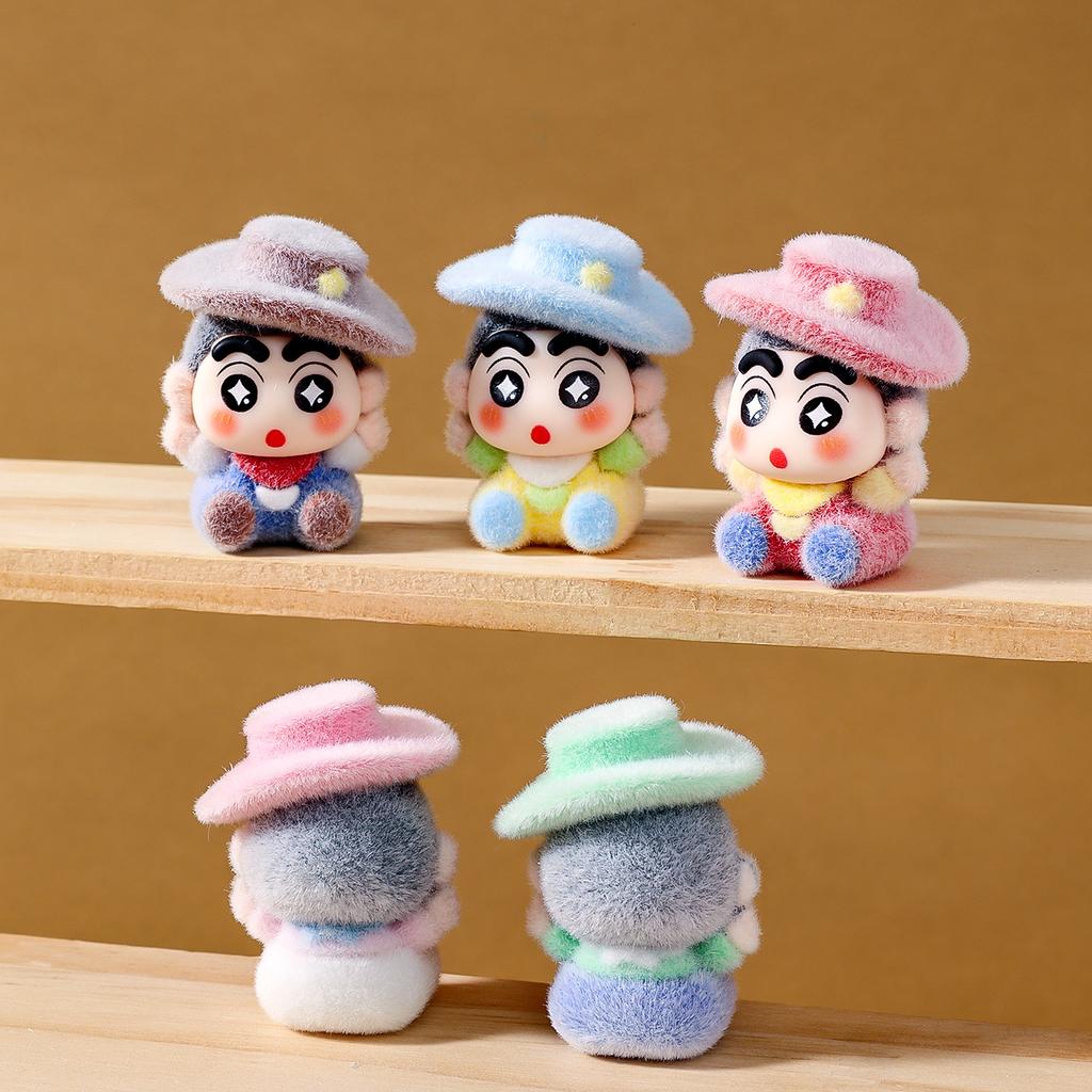 9Pcs/Set Crayon Shin-Chan Action Figure Toy Flocked Anime Figurine Desktop Decoration Model Ornaments Toys Boys Girls Gifts