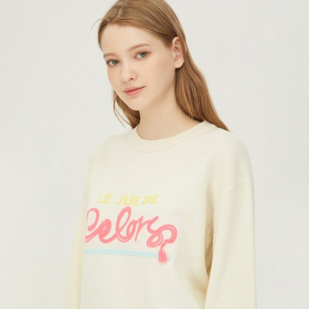 Benetton Benetton Volume Sleeve Embroidered Knit Bakp06311 Iv