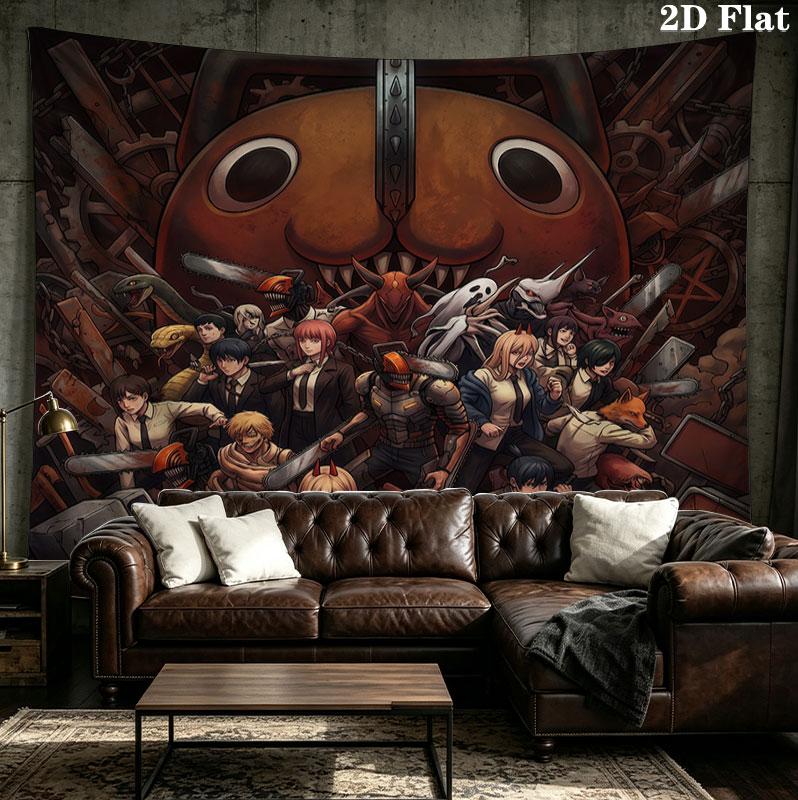 Tapestry Ścienne Chainsaw Man Estetyczna Dekoracja Ścienna Drukowany Materiał Koc Dekoracyjne Tapiserie Do Sypialni Salonu Wystrój Domu