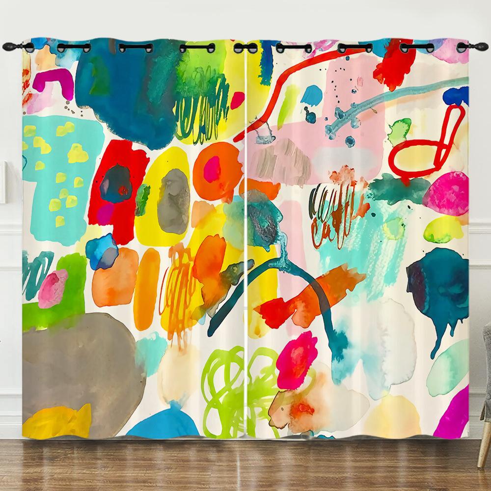 Vorhang Graffiti Blumen Und Pflanzen 3D Digitaldruck Verdunkelungsvorhang Ösen