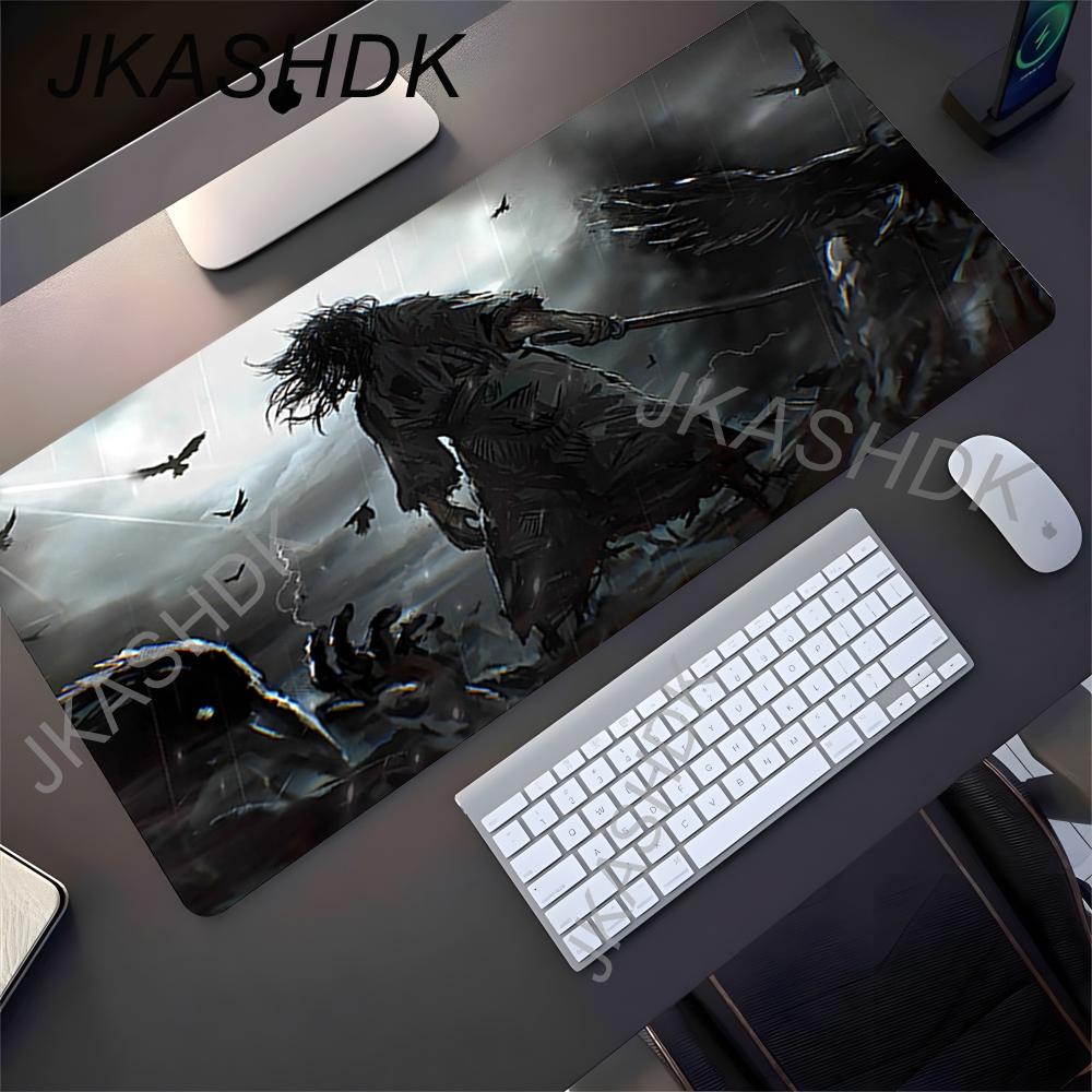Game Mouse Pad Japanese Samurai Devil Mousepad Black Gamer Desk Mats Esports Mouse Pad Carpet Gaming Accessories Table Mat