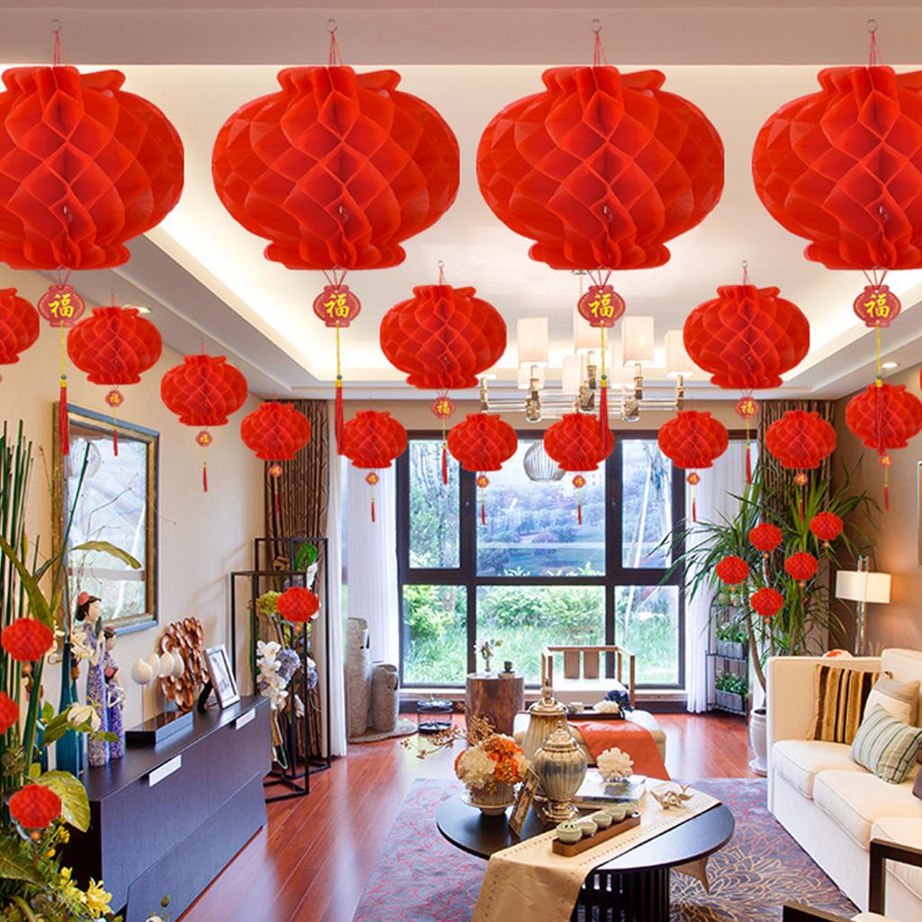 10/4pcs Red Lanterns Decoration Chinese New Year Hanging Ornaments Spring Festival Decoration Year of The Horse Accessories