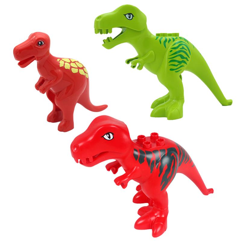Big Building Blocks Animals Parts Zoo Sets Dinosaur Assemble Accessory Compatible Duplon Bricks Jurassic Toys for Children Gift