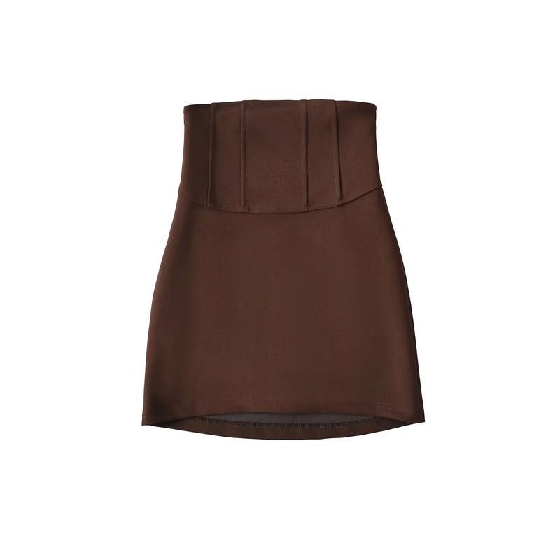 

Spring and Summer New Women s Clothing French Style Design Commuter s All-Matching Slim-Fit High Waist Figure Flattering Sexy Hip Skirt Brown L