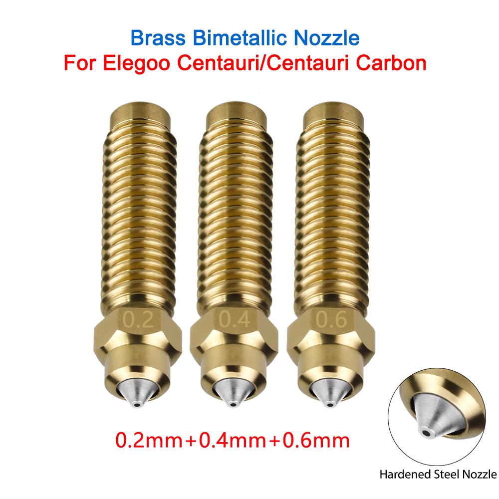 Bimetallic Nozzle For Elegoo Centauri Carbon 3D Printer 0.2/0.4/0.6/0.8mm Brass Chromium Zirconium Copper Hardened Steel Nozzles