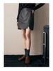 Women's Retro A-line Leather Skirt with Slit - Petite Summer 2025 Edition