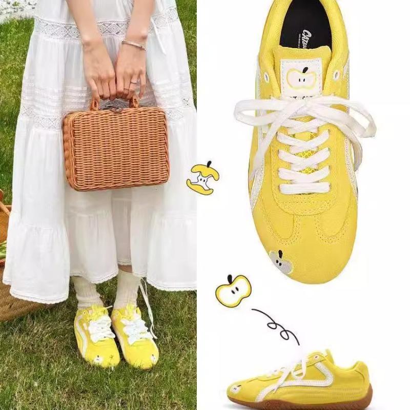 Soft Leather Apple Shoes Red Thin Sole New Casual Women Spring New Couple Versatile