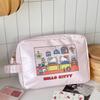 Hello Kitty Satin Makeup Bag With Cartoon Print For Travel And Daily Use
