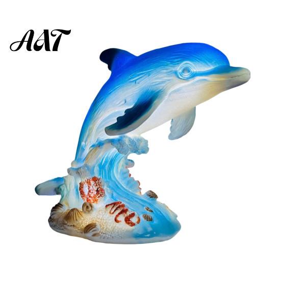 Cute Bedside Nightlight for Bedroom 3D Animal LED Night Light, Resin Dolphin Owl Lion Sculpture Table Light Kids Lamp, USB Desk Decor
