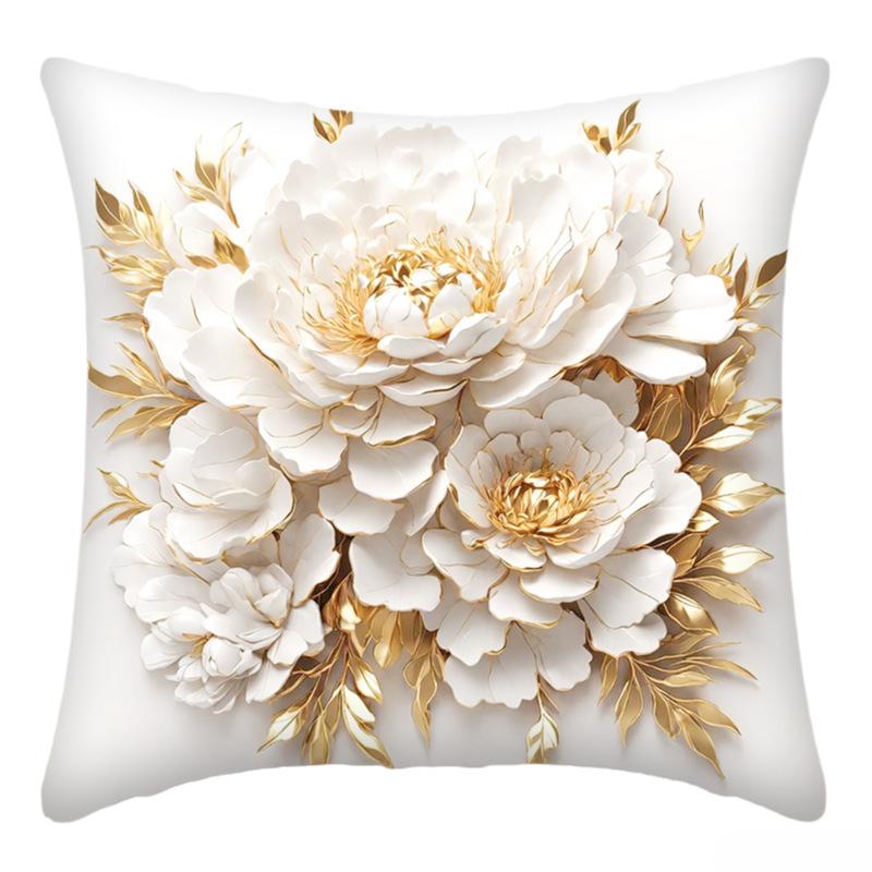 Oil Painting Printed Pillowcase Home Sofa Cushion Pillowcase Car Waist Cushion Cushion Golden Flower Pillowcase