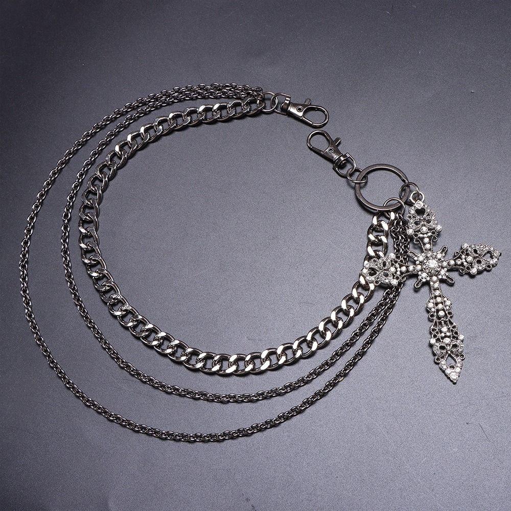 Multilayer Design Jeans Waist Chain Metal Key Chain Fashion Accessory Pants Decor Chain  Women Men
