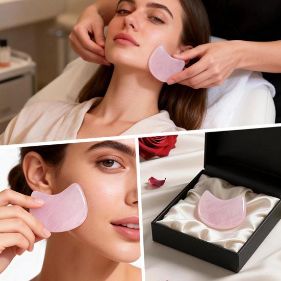 Pink Quartz Scraping Board Cat Head Shape Facial Massage Tool for Lifting Firming V-Face Line Relieves Fatigue Promotes Circulation Spa Gift for Women