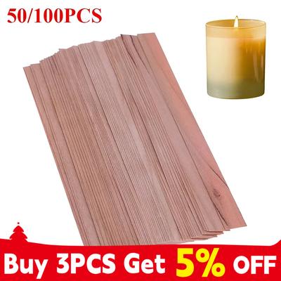 50/100PCS Wooden Candle Wicks Candle Making Wicks Naturally Smokeless Wood Core for DIY Candles Making Tools