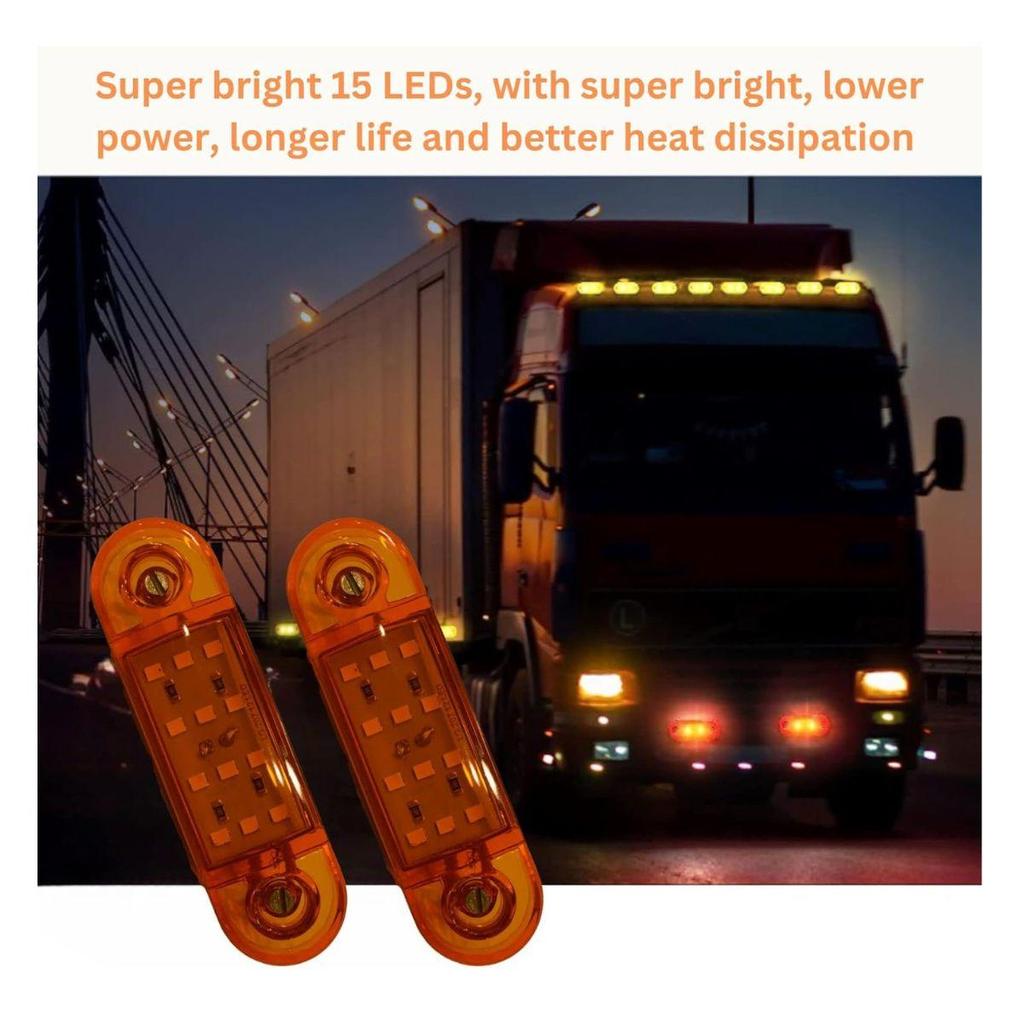 6-Pack LED Marker Lights Amber 24V Waterproof Trailer Side Marker Clearance Lights for Truck Bus Boat Universal Fit