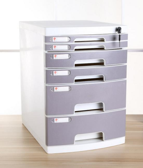 4-Drawer Lockable Plastic Office File Cabinet, Thickened Storage Box