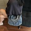 Borsa Tote in Denim Vintage alla Moda – Borsa a Tracolla di Grande Capacità per Studenti Universitari.